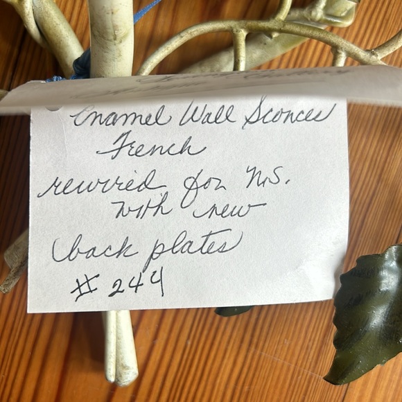 Pair of Enamel French Wall Sconces - Picture 5 of 6